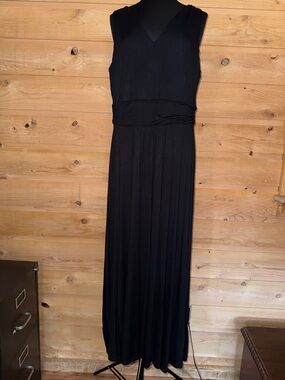 Boden Elodie Jersey Maxi Dress Sleeveless Black V-Neck size 16/18R